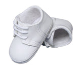 Baby Boys All White Oxford Crib Shoe with Perforations