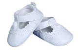 Baby Girls All White Mary Jane Crib Shoe with Perforation Accents