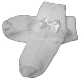 Girls Cotton Special Occasion Anklet Socks with Lace and Pearl Bow
