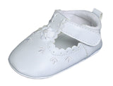 Baby Girls All White Mary Jane Crib Shoe with Perforation Accents